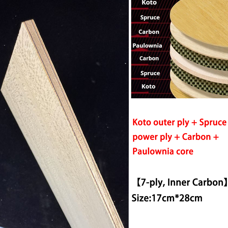 Table Tennis Launcher - Koto DIY 卓球ブレード木製 7 層スプルースパワーカーボン桐コア 17