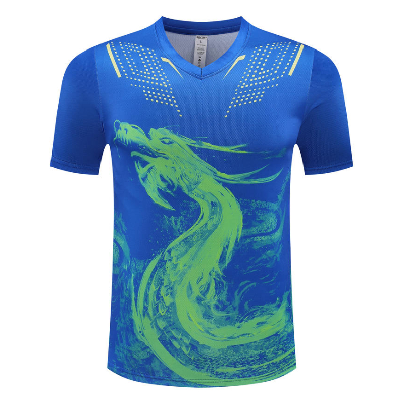 Table Tennis Shirt - メンズドラゴン半袖卓球Tシャツ,ユニセックスバドミントンTシャツ,速乾性,卓球クラブトップ