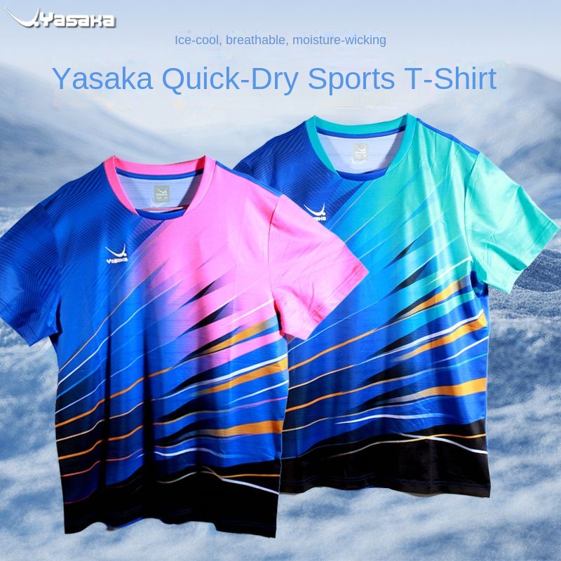 Table Tennis Shirt - Yasaka-卓球競技ユニフォーム、半袖Tシャツ、速乾性、ラウンドネック、競技用