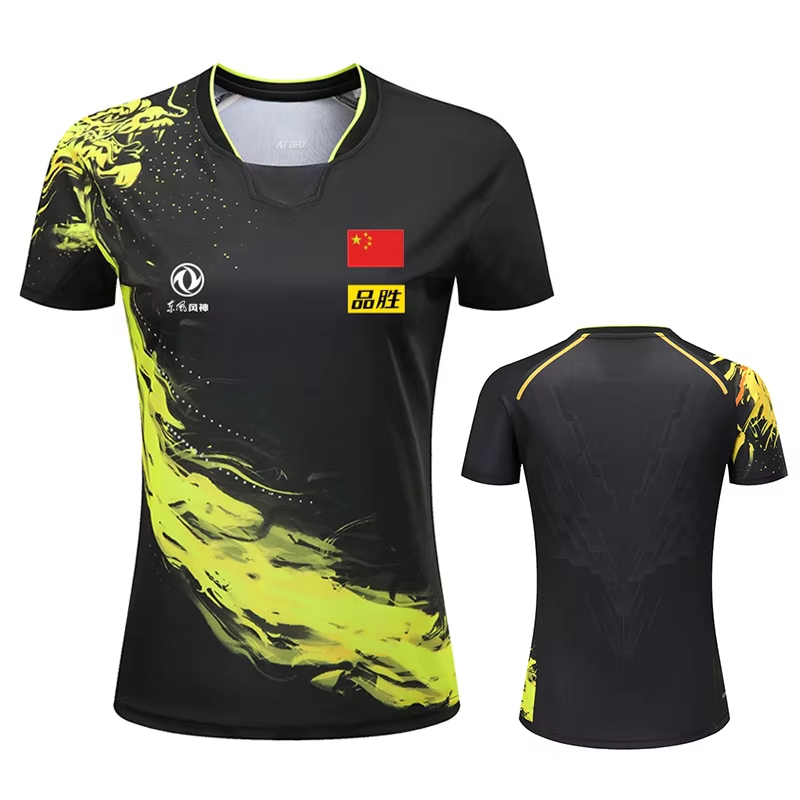 Xu Xin Table Tennis - 男性と女性のためのドラゴンプリント卓球Tシャツ,ファッションバドミントンスポーツTシャツ,ピンポンジャージ,フィットネスシャツ,中国