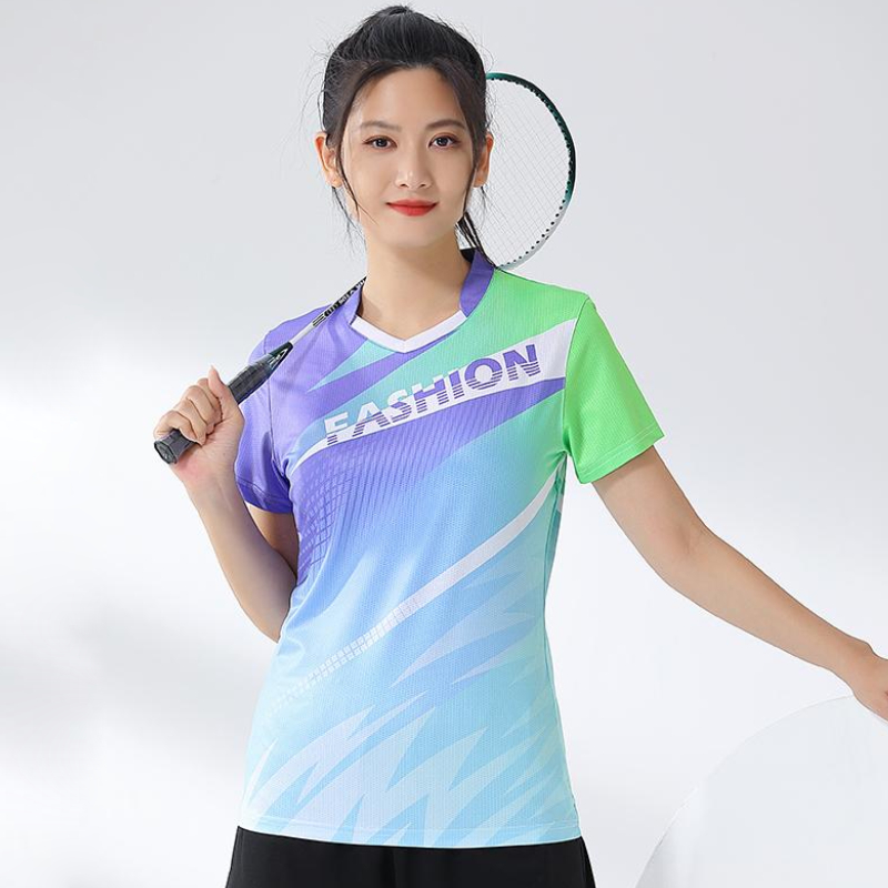Table Tennis Shirt - 女性用バドミントンプリントTシャツ,ゴルフウェア,速乾性,女の子用卓球ユニフォーム,ピンポン,バレーボール服,服,人気販売