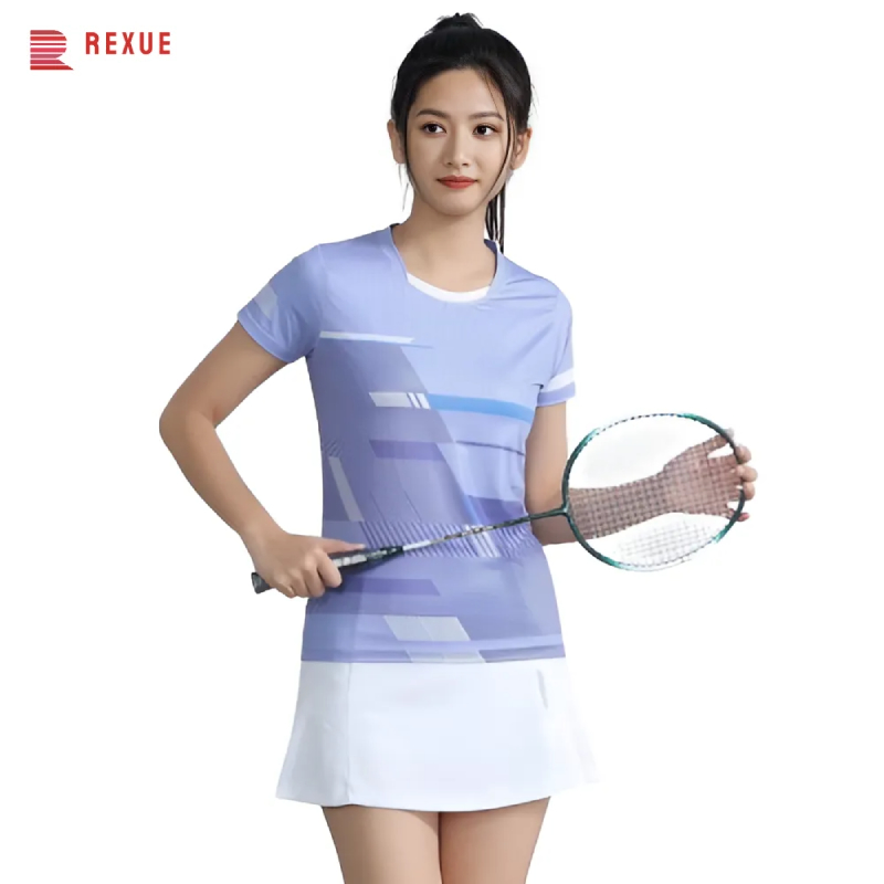 Table Tennis Shirt - 女性の卓球バドミントンTシャツ、3Dプリント、通気性メッシュ、ping pong Jersey、韓国パステルゴルフウェア、女の子のための速乾性、24