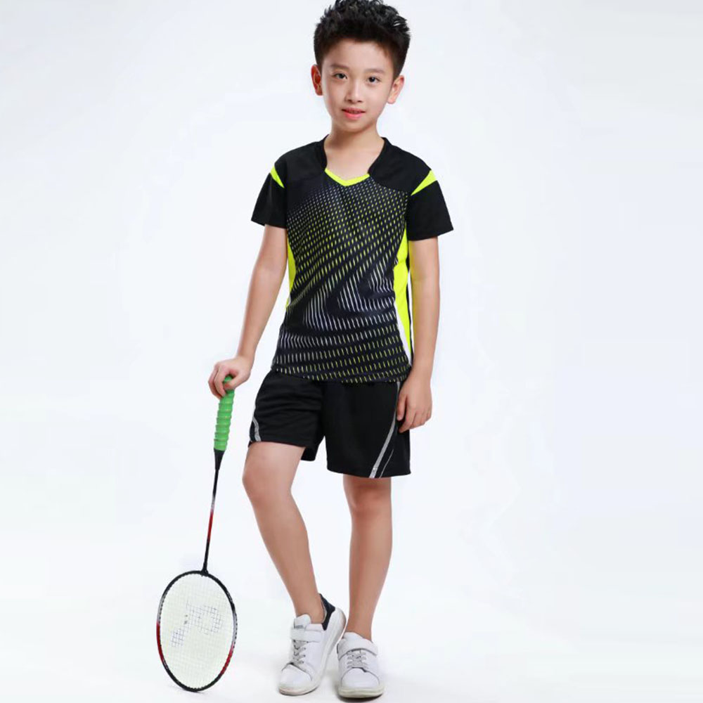 子供のための2ピースの速乾性Tシャツとショーツ,男の子と女の - Table Tennis Shirt のレビューと価格