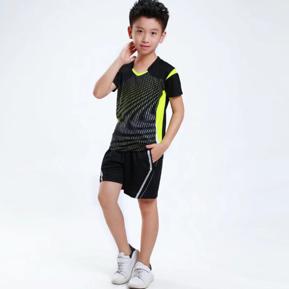 子供のための2ピースの速乾性Tシャツとショーツ,男の子と女の - Table Tennis Shirt のレビューと価格