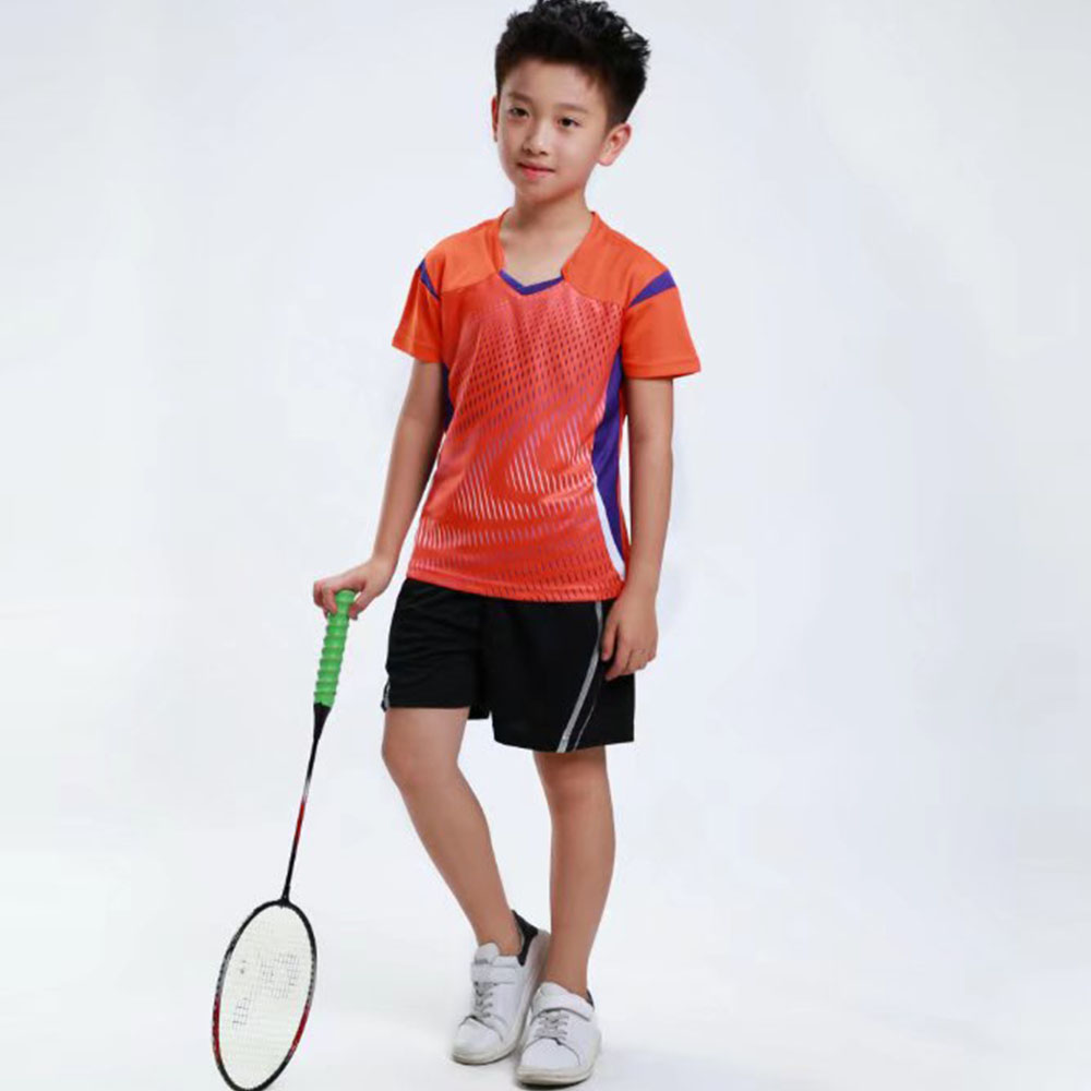 子供のための2ピースの速乾性Tシャツとショーツ,男の子と女の - Table Tennis Shirt のレビューと価格