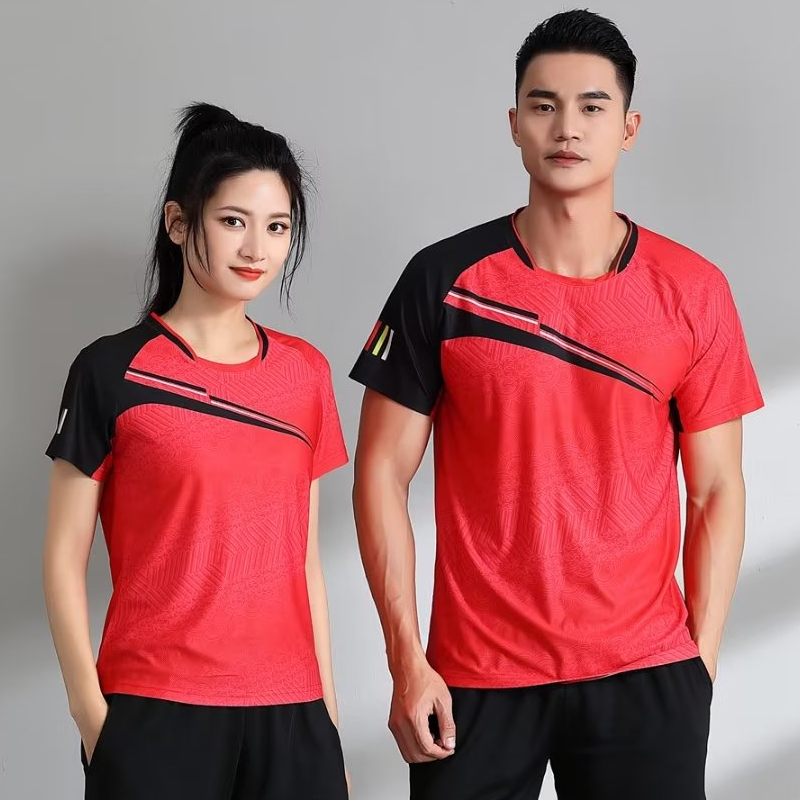 男性/女性卓球ピンポンバドミントン Tシャツトレーニングエク - Table Tennis Shirt のレビューと価格