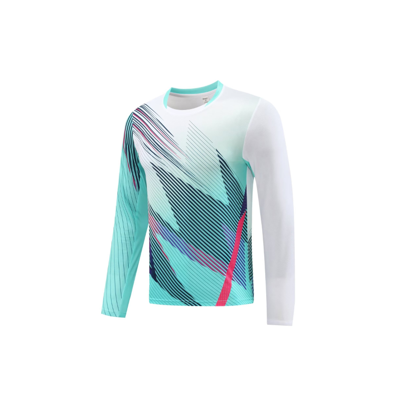 ユニセックス長袖バドミントンシャツ、卓球ジャージー、Vネック - Table Tennis Shirt のレビューと価格