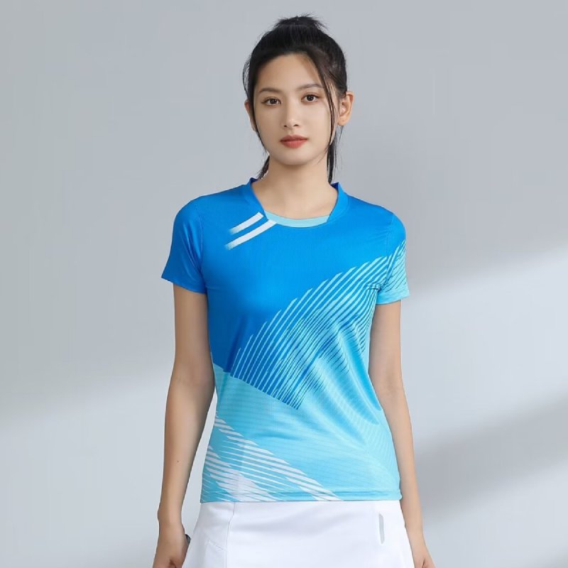 女性の卓球バドミントンTシャツ、3Dプリント、通気性メッシュ - Table Tennis Shirt のレビューと価格
