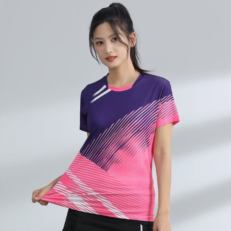 女性の卓球バドミントンTシャツ、3Dプリント、通気性メッシュ - Table Tennis Shirt のレビューと価格